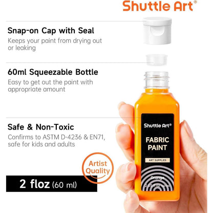 Textilfarben Set 18 waschfeste Stoffmalfarben 60ml mit