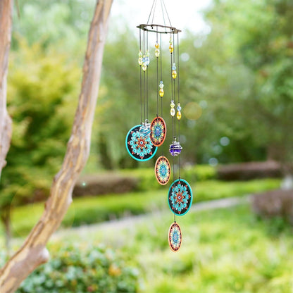 Blumen Windspiel für Draußen Glasperlen 58cm Garten Deko