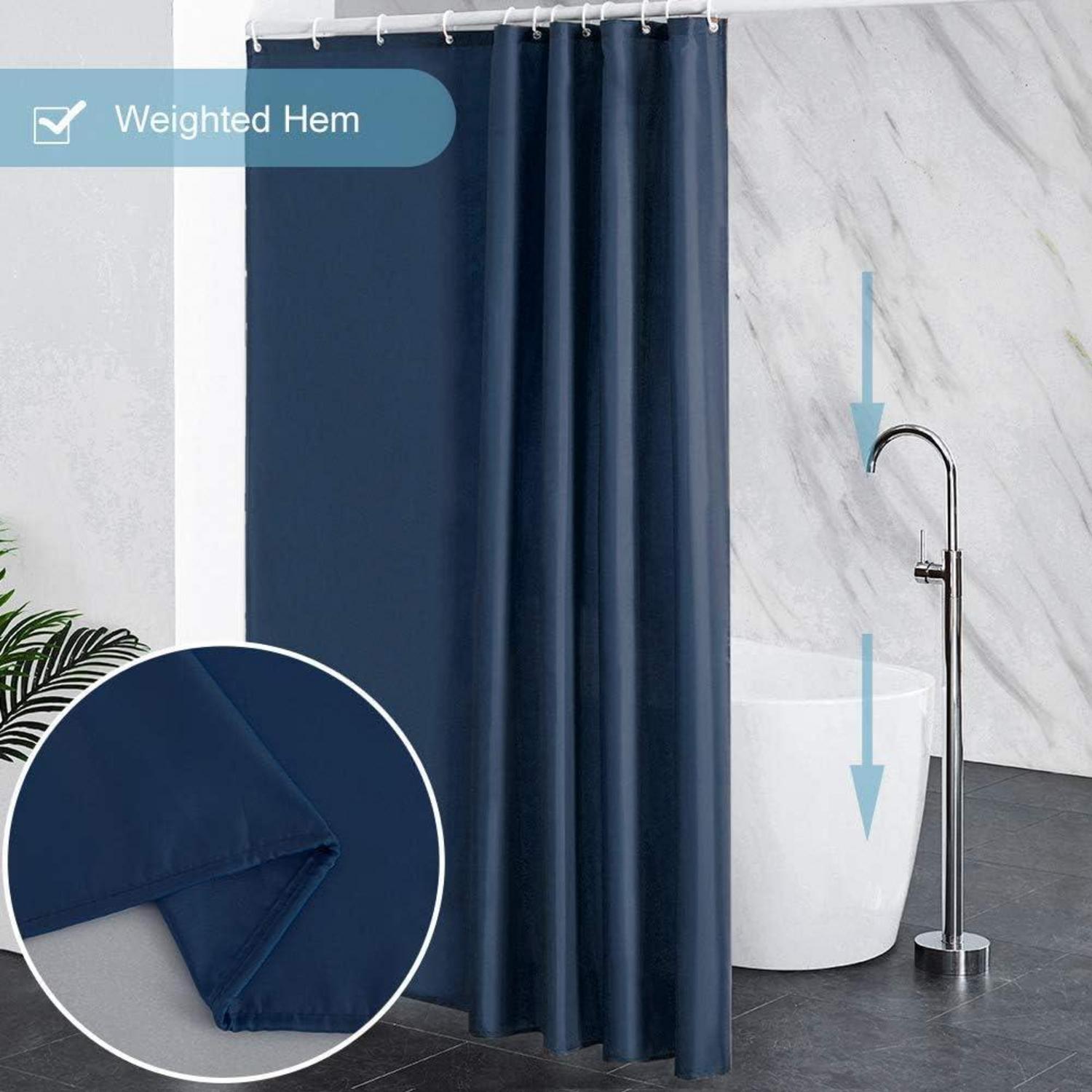 Extra breiter Duschvorhang Dunkelblau 244x200cm, Antibakteriell & Wasserdicht