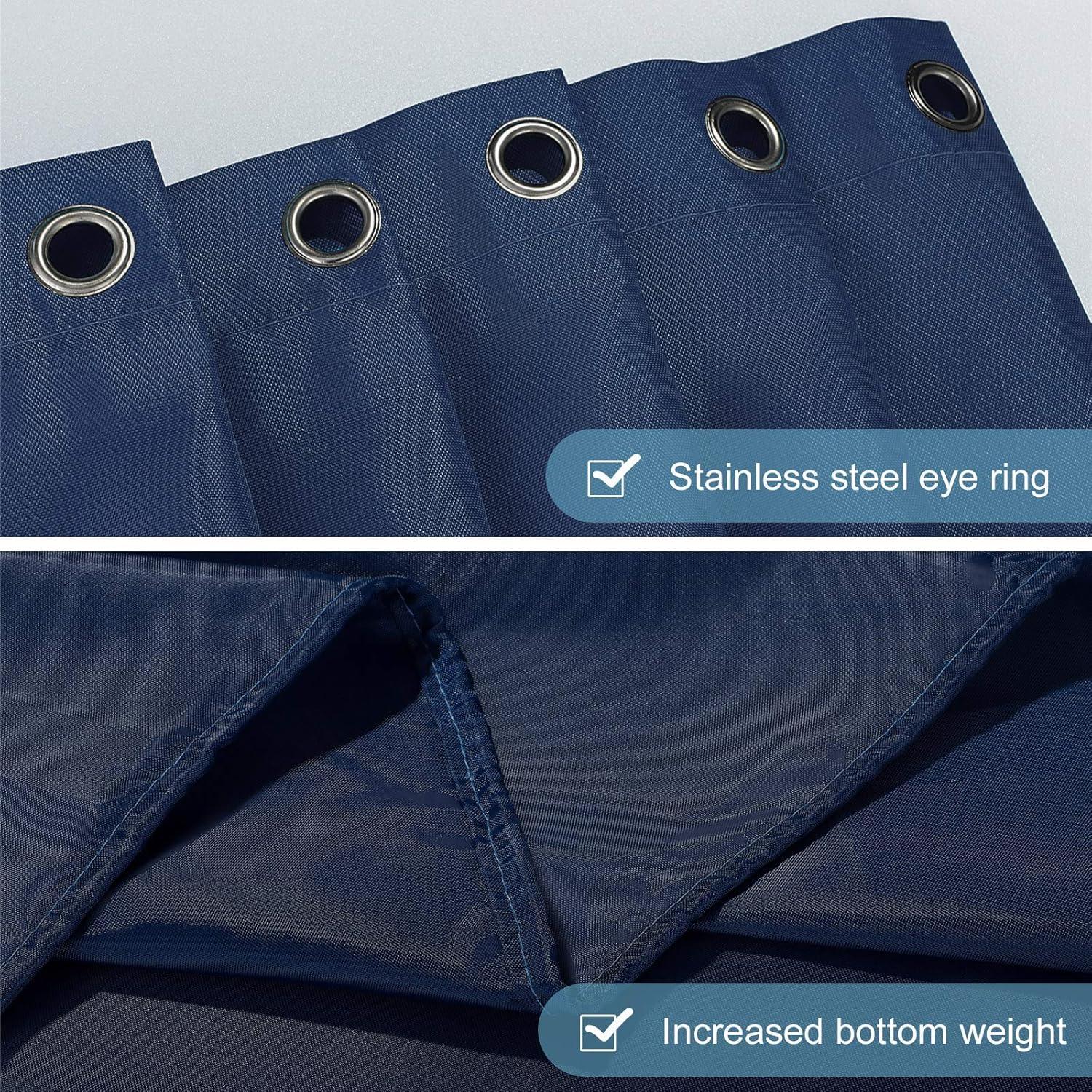Duschvorhang 180x200 Textil für Badewanne und Dusche dunkelblau