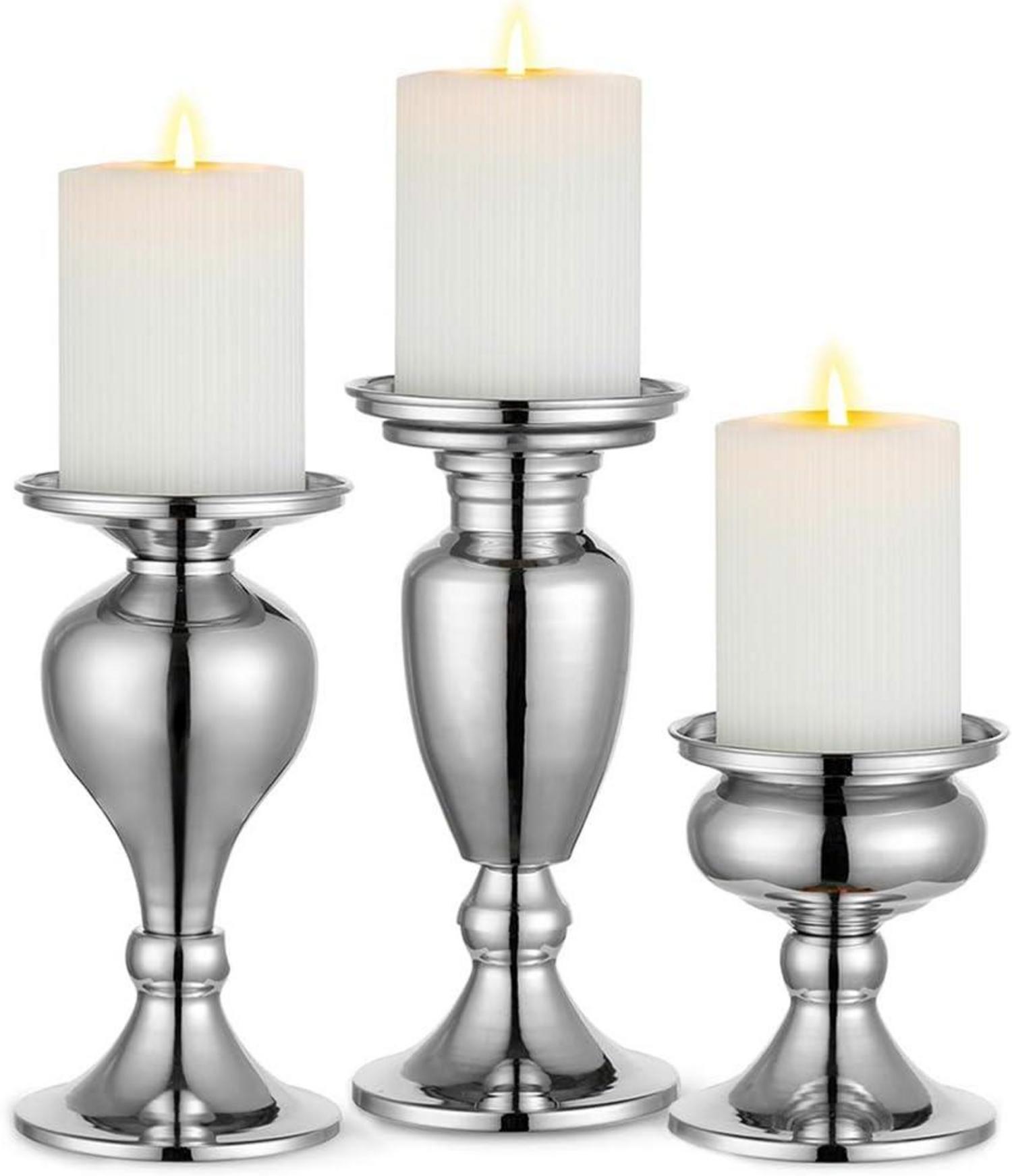 Kerzenhalter 3er Set Schwarz Metall Vintage Windlichthalter