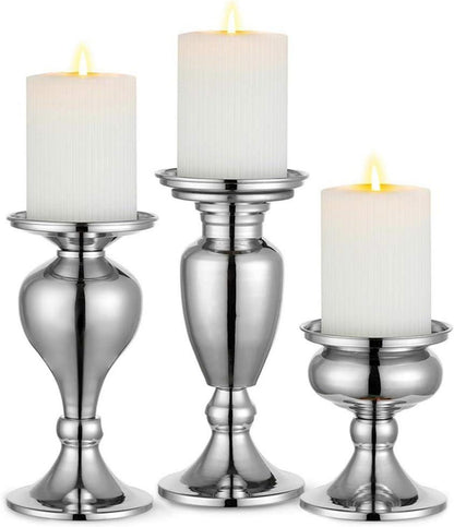 Kerzenhalter 3er Set Schwarz Metall Vintage Windlichthalter