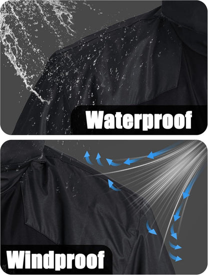 Herren Winter Skijacke Fleece gefüttert wasserdicht atmungsaktiv Schwarz-Grau