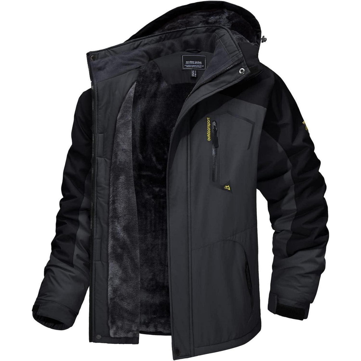 Herren Winter Skijacke Fleece Gefüttert Wasserdicht Atmungsaktiv Grau XXL