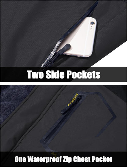 Winter Skijacke Herren Fleece Softshelljacke Atmungsaktiv Wasserdicht L Grau