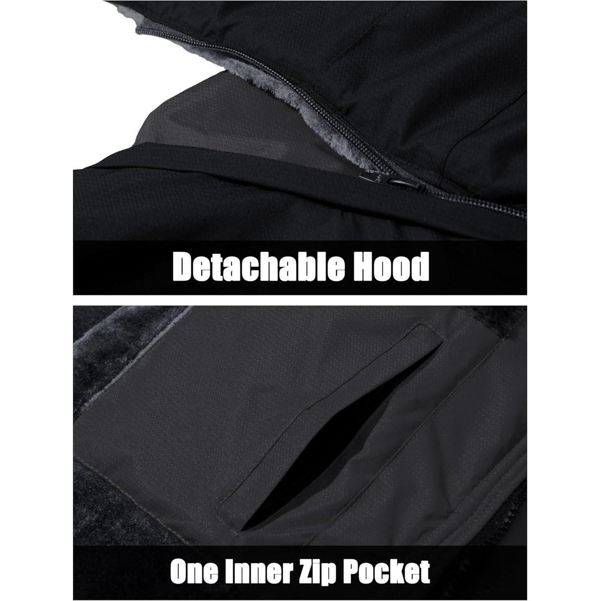 Herren Winter Skijacke Fleece Gefüttert Wasserdicht Grau Schwarz 3XL