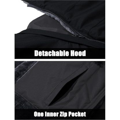 Herren Winter Skijacke Fleece Gefüttert Wasserdicht Grau Schwarz 3XL