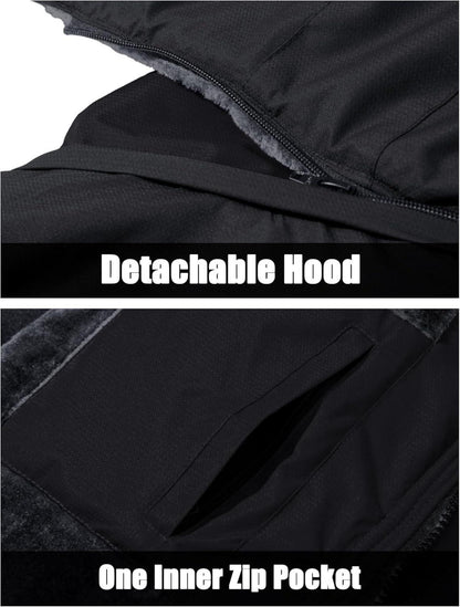 Herren Winter Skijacke Fleece Softshell Schwarz XXL