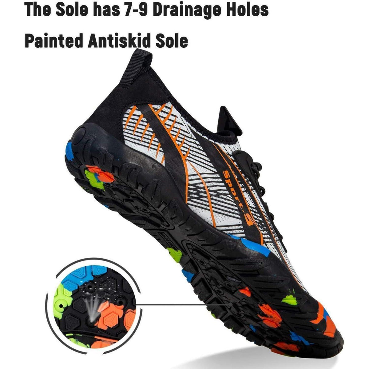 Aqua Schuhe Damen Herren Schnell Trocknend Weiß Orange 45 EU