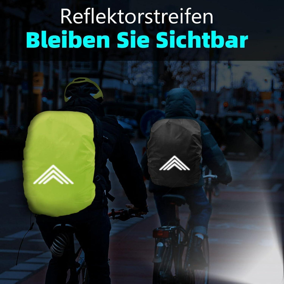 Wasserdichter Rucksack Regenhülle mit Reflektoren – XL (50-65L) Schwarz
