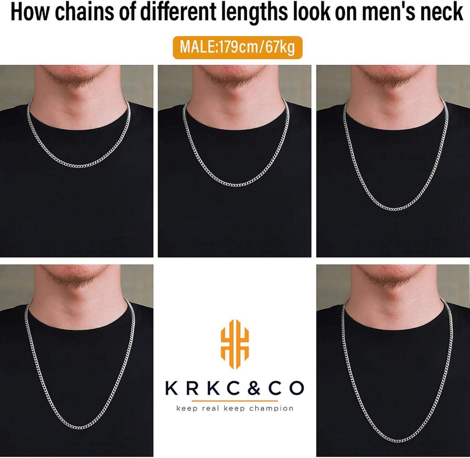 Herren Panzerkette Edelstahl 18K Gold 4mm 61cm Cuban Link Gold