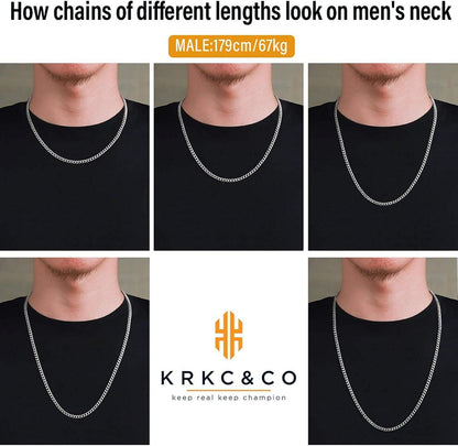 Herren Panzerkette Edelstahl 18K Gold 4mm 61cm Cuban Link Gold