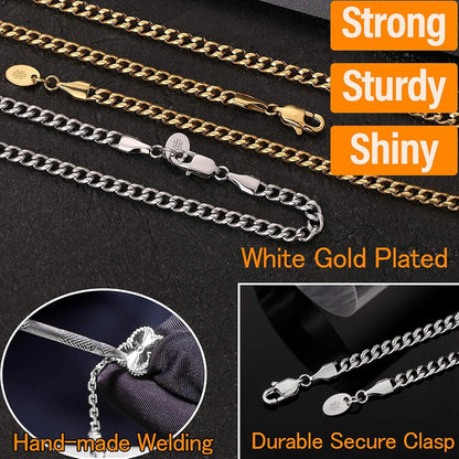 Edelstahl Cuba Link Chain Herren 18K Vergoldet 45.7cm 4mm Silber Gold Kette
