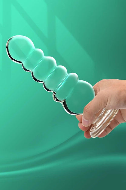 Großer Glas Analplug mit Perlen für erotische Massage