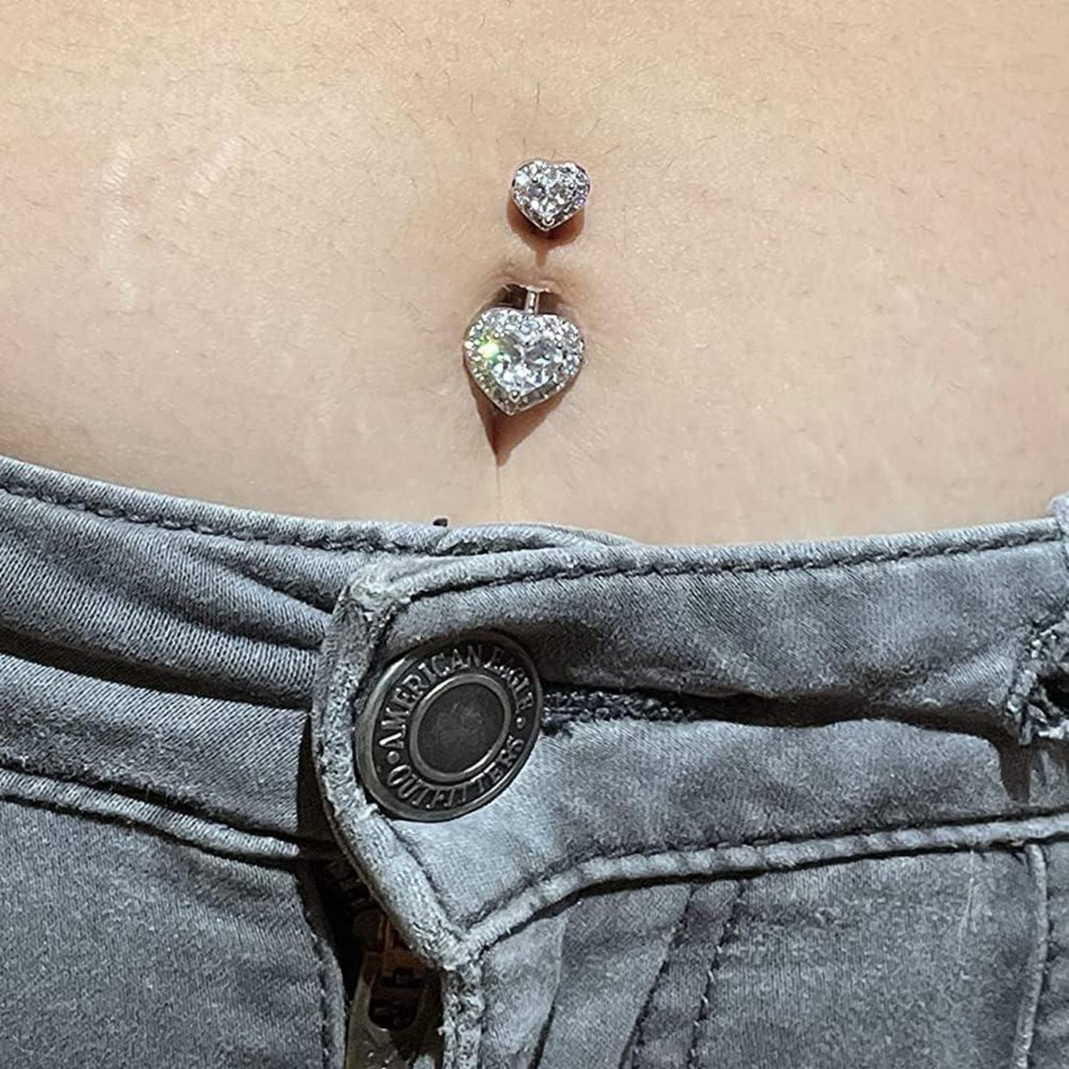 Bauchnabelpiercing Herz Diamant Opal Schlange Silber 10mm