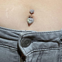 Bauchnabelpiercing Herz Diamant Opal Schlange Silber 10mm