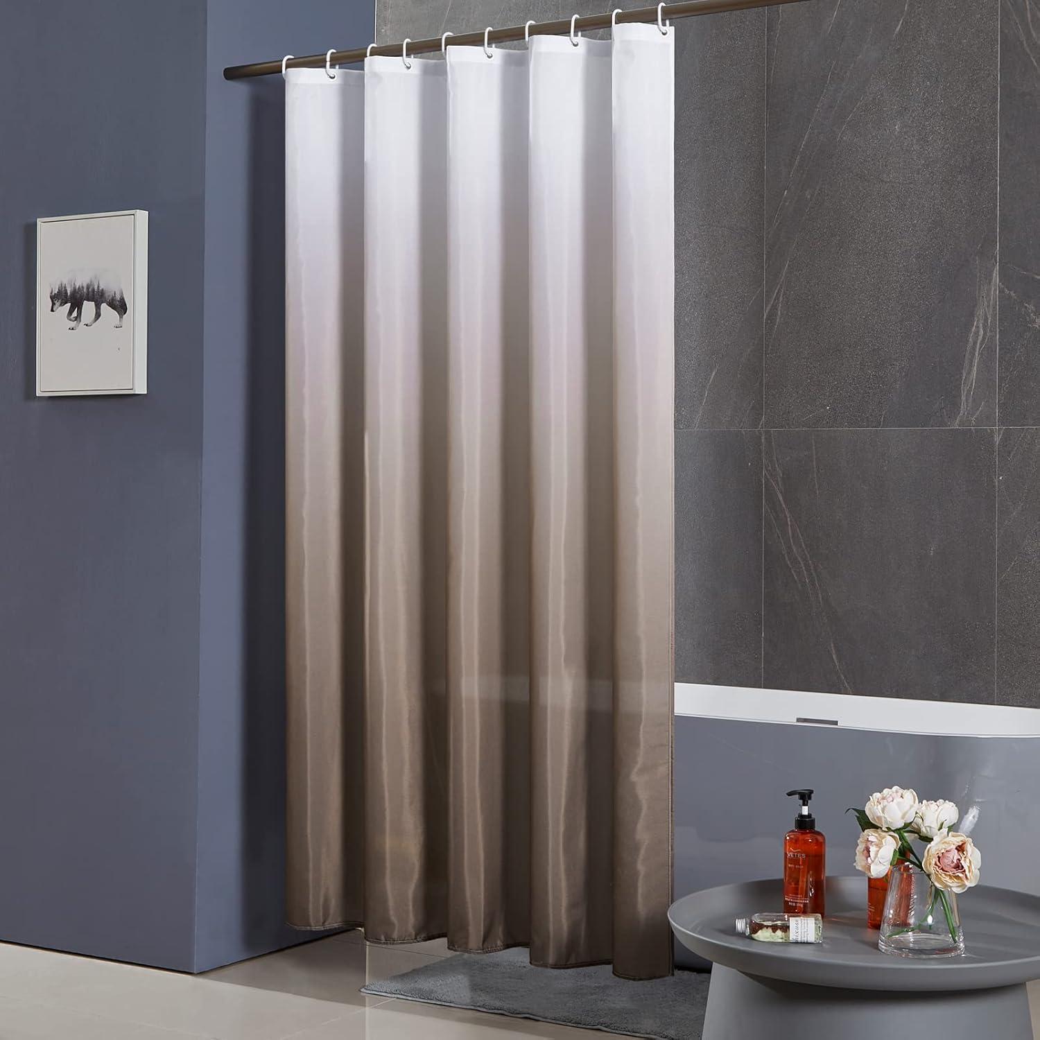 Duschvorhang Textil Anti-Schimmel Waschbar 200x200cm Weiß-Taupe