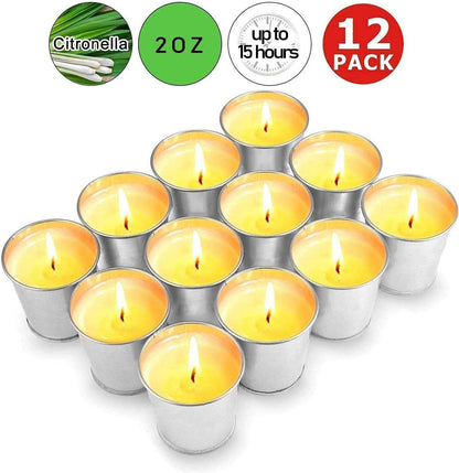 Citronella Teelichter im Metalleimer 12er Set für Outdoor & Indoor