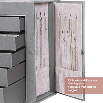 Schmuckkästchen Schmuckschatulle 6 Ebenen Schloss Spiegel Organizer JJB004H Grey