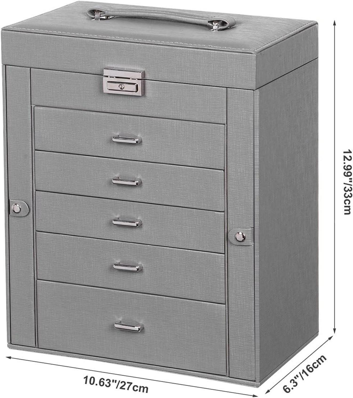 Schmuckkästchen Schmuckschatulle 6 Ebenen Schloss Spiegel Organizer JJB004H Grey