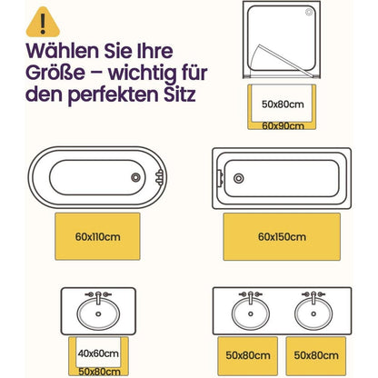 Rutschfeste Badematte Mikrofaser Beige 60x90 cm