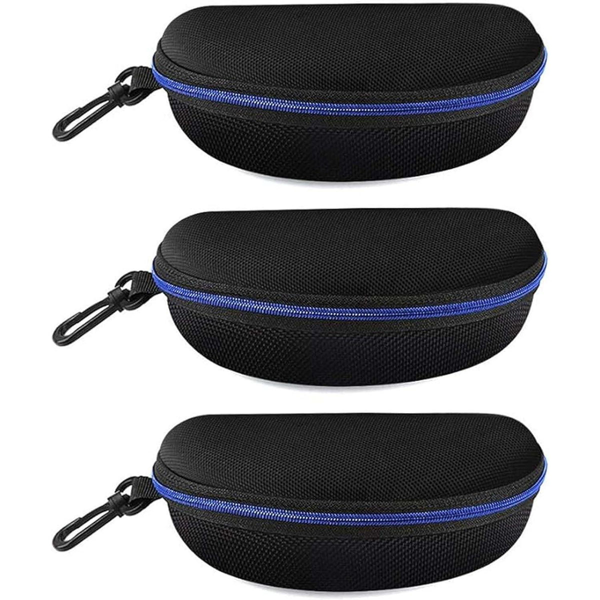 Brillenetui mit Karabiner, 3 Stück Blau