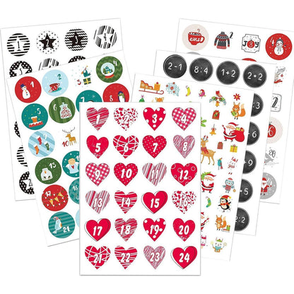 Adventskalender Zahlen Aufkleber 5 Sets 24 Sticker