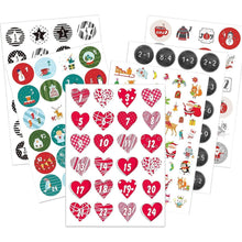 Adventskalender Zahlen Aufkleber 5 Sets 24 Sticker