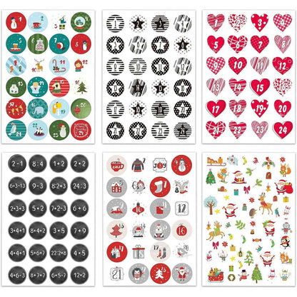 Adventskalender Zahlen Aufkleber 5 Sets 24 Sticker