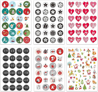 Adventskalender Zahlen Aufkleber 5 Sets 24 Sticker