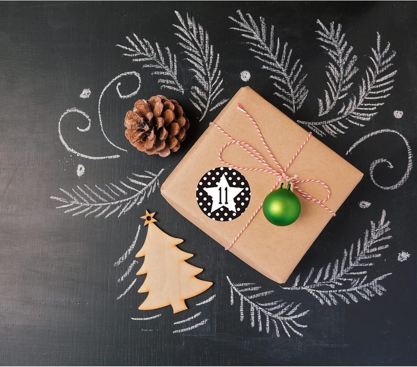 Adventskalender Zahlen Aufkleber 5 Sets 24 Sticker Weihnachtstüten 4 cm