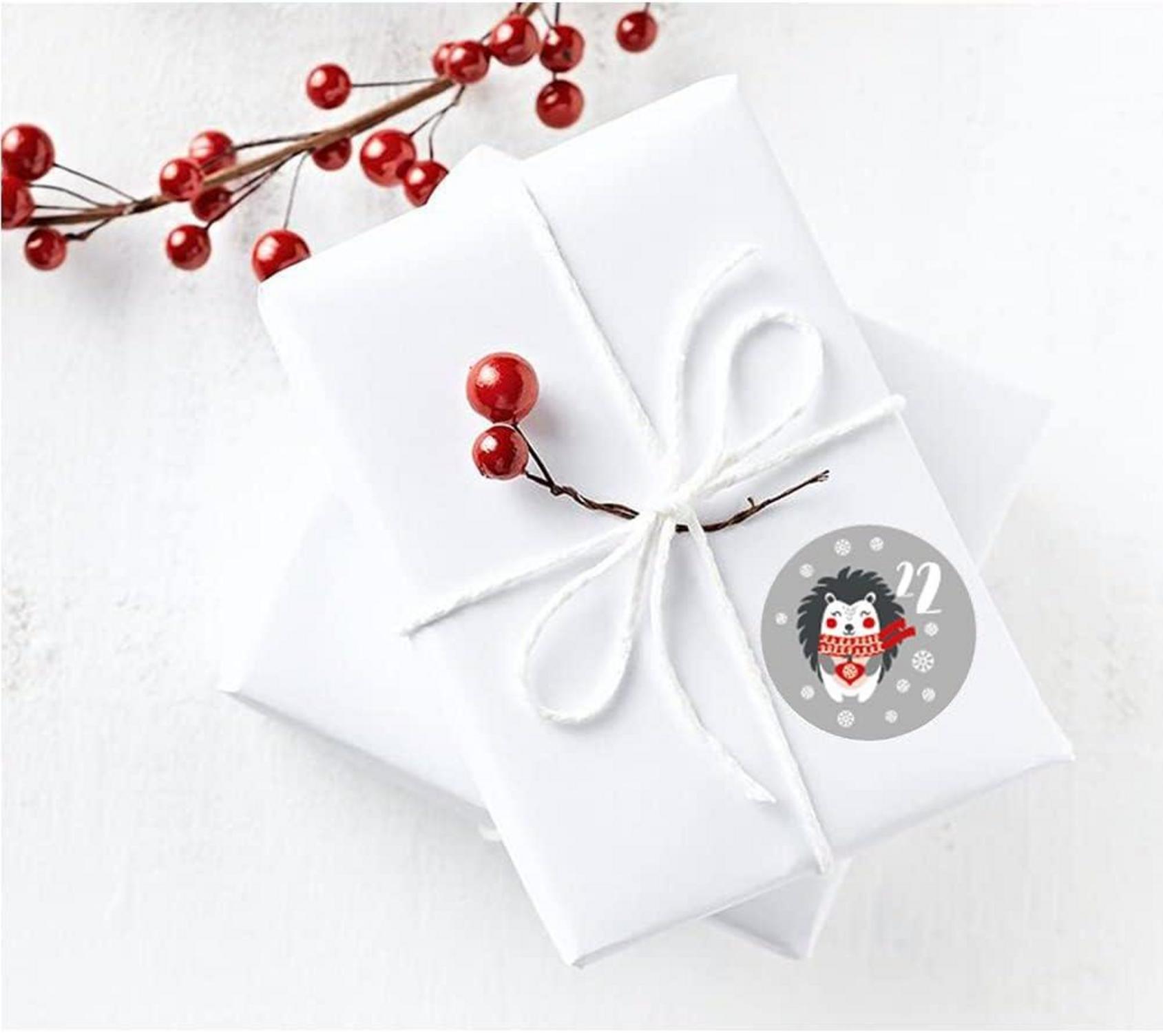 Adventskalender Zahlen Aufkleber 5 Sets, 24 Sticker, Weihnachten