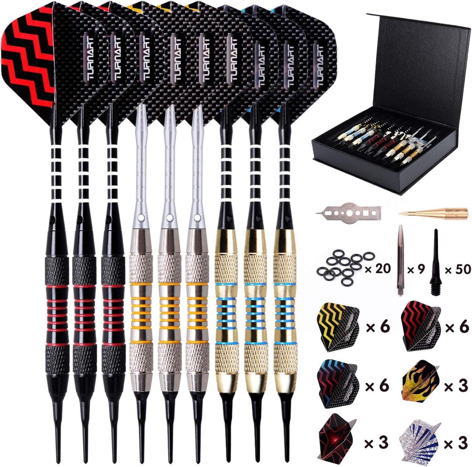 Dartpfeile mit Kunststoffspitze 18g 9 Stk. + Zubehör