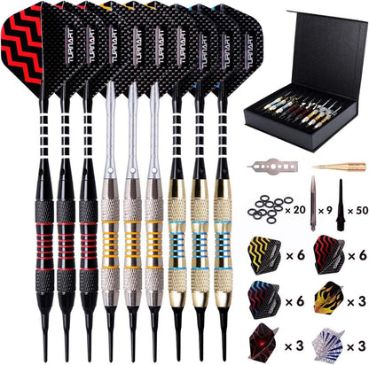 Dartpfeile mit Kunststoffspitze 18g 9 Stk. + Zubehör