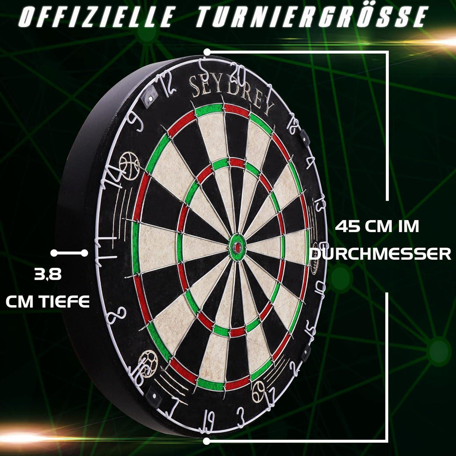 Dartscheibe Kork mit Pfeilen Set, Steeldart, 6 Dartpfeile, Metallspitze