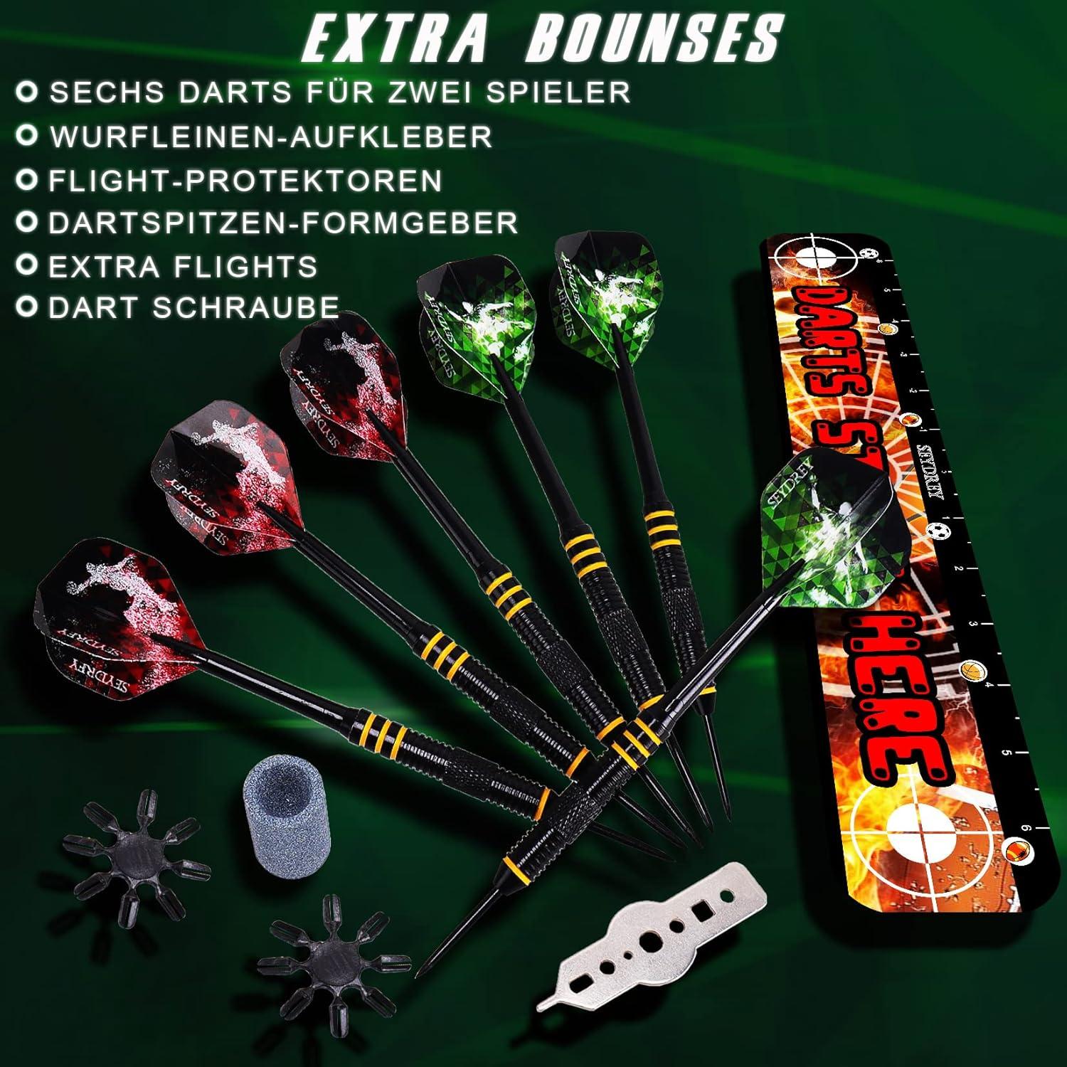 Dartscheibe Kork mit Pfeilen Steeldart Set 6 Dartpfeile