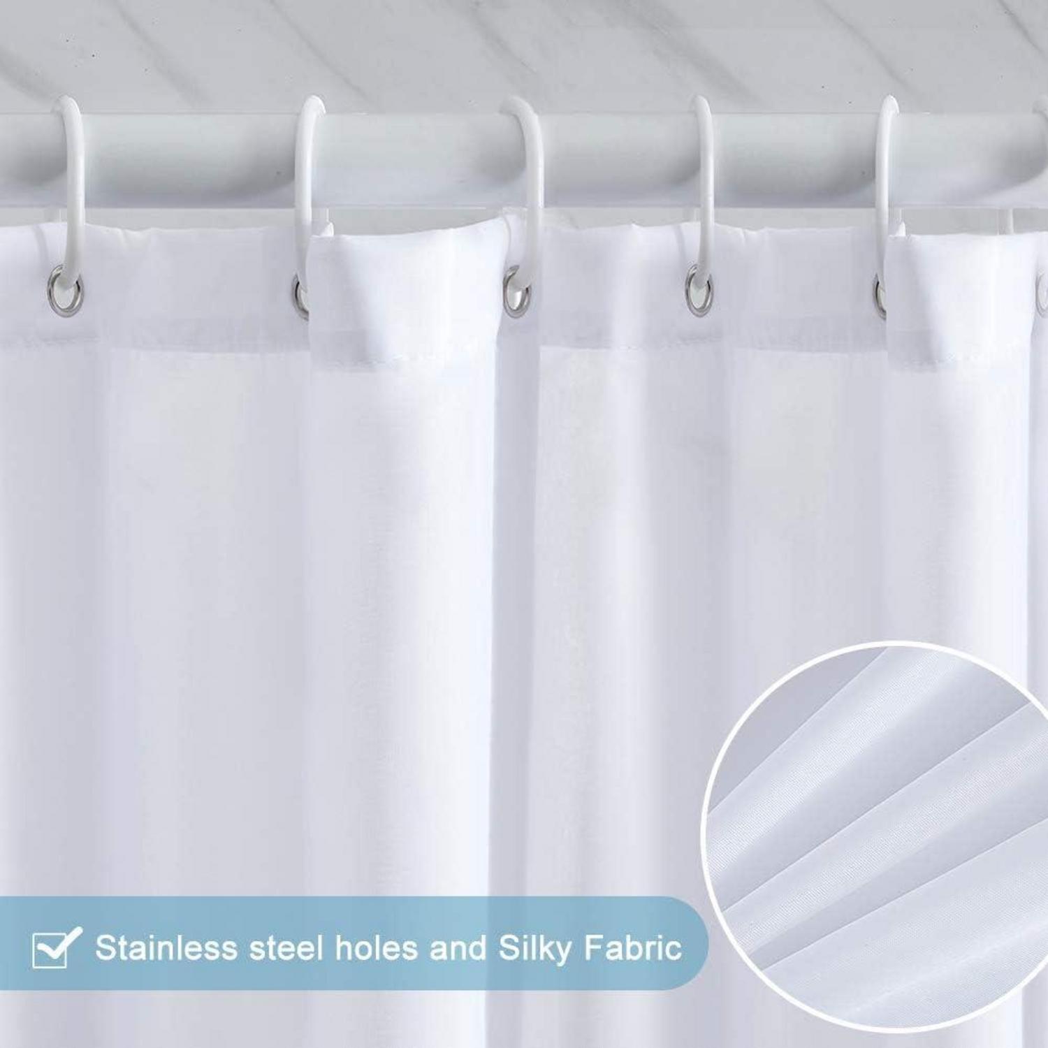 Furlinic Textil Duschvorhang Anti-schimmel Wasserabweisend Waschbar Weiß 120x200cm