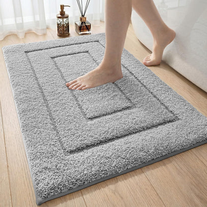 Rutschfeste Badematte Mikrofaser Hellgrau 60x90 cm