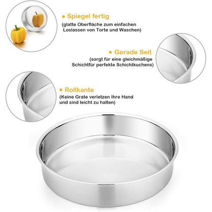 Homikit Edelstahl Runde Kuchenformen Set 20 cm 2er Pack