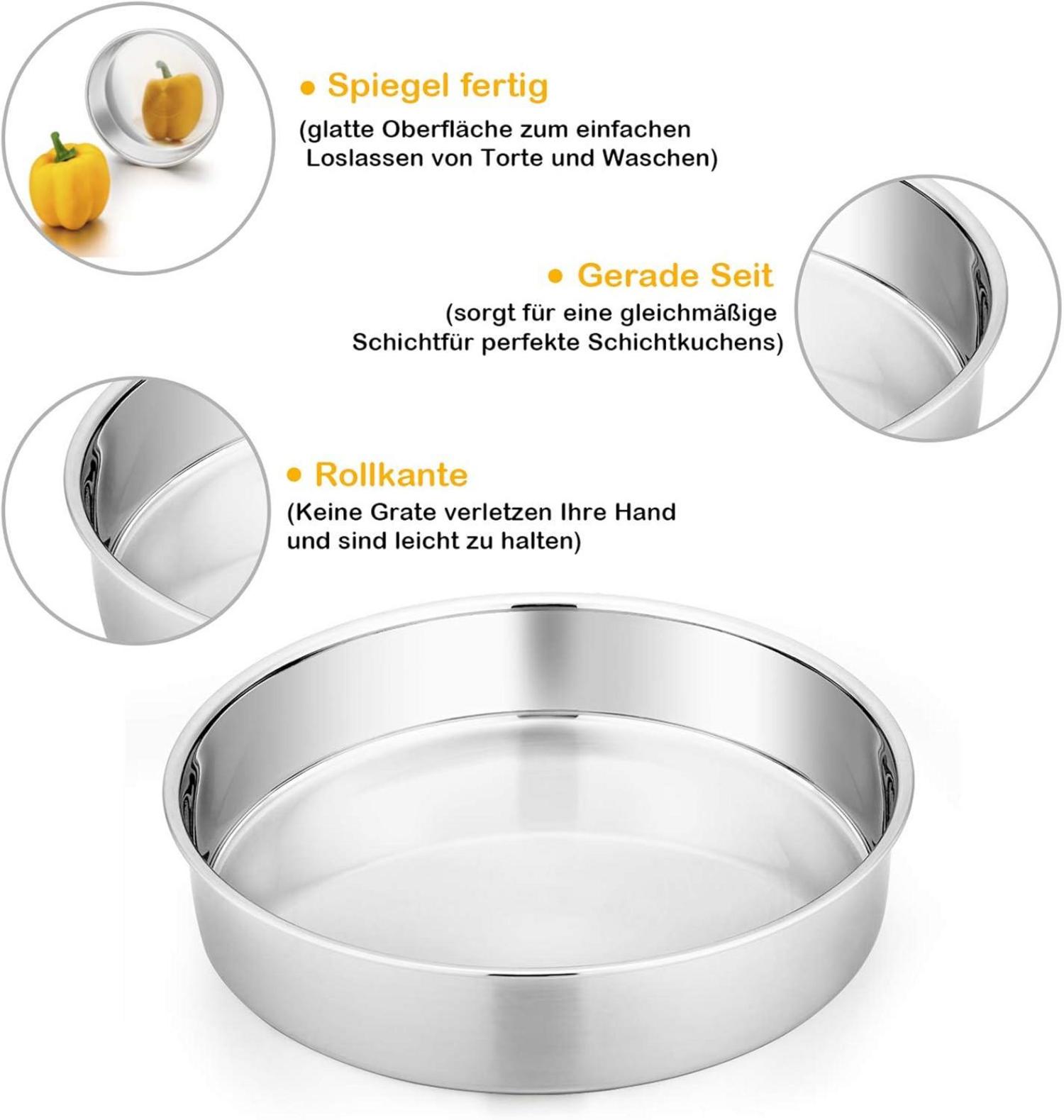 Backform Edelstahl Rund Kuchenform 2er Set 20 cm gesund ungiftig