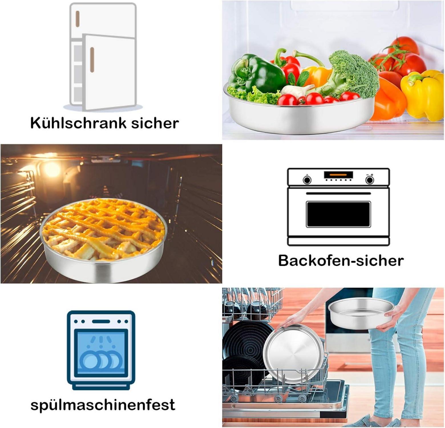 Homikit Edelstahl Rund Kuchenform Set 20 cm 2er - Spülmaschinenfest