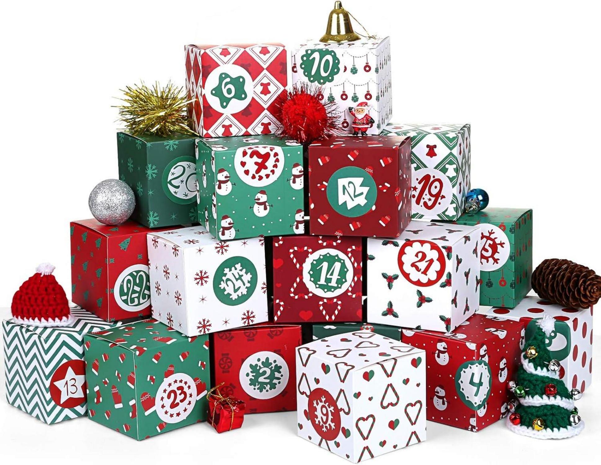 Adventskalender Boxen zum Befüllen 24 Geschenkboxen Weihnachten Kisten