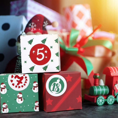 Adventskalender Boxen zum Befüllen 24 Schachteln Weihnachten Deko Rot