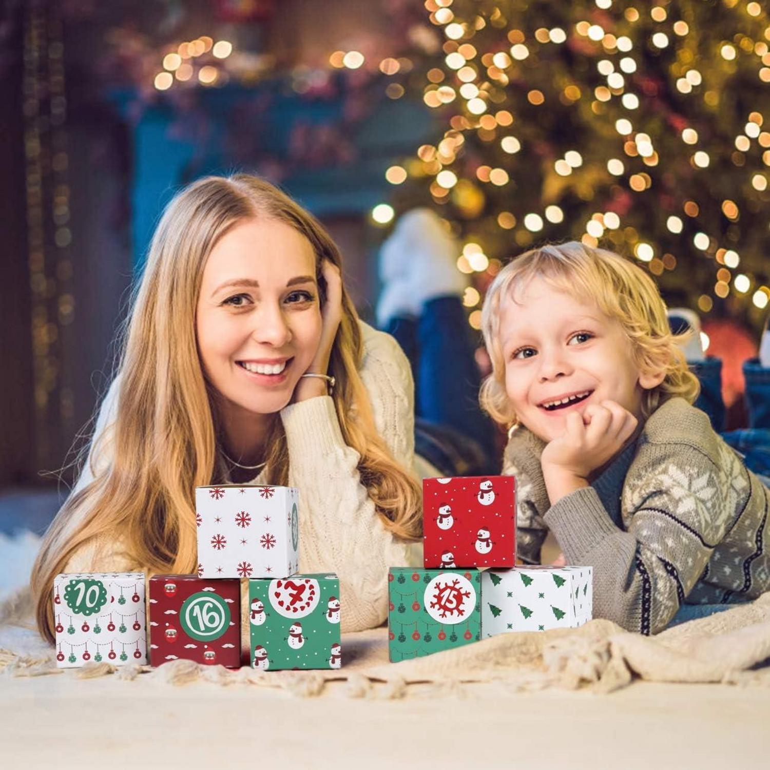 Adventskalender Boxen Weihnachten 24 Schachteln Rot Grün Geschenkboxen