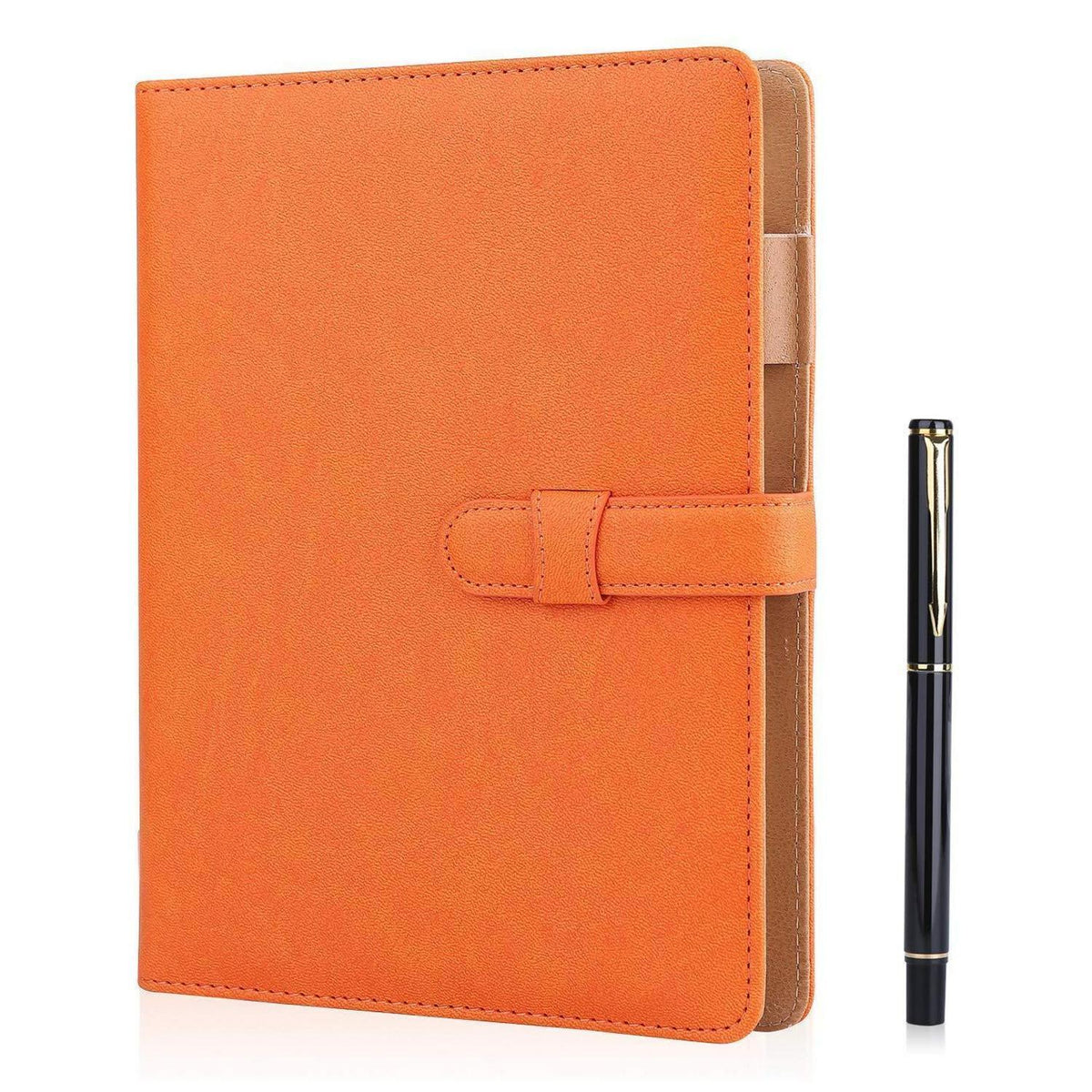 A5 Notizbuch wiederbefüllbar mit Stifthalter & Tasche in Lederoptik