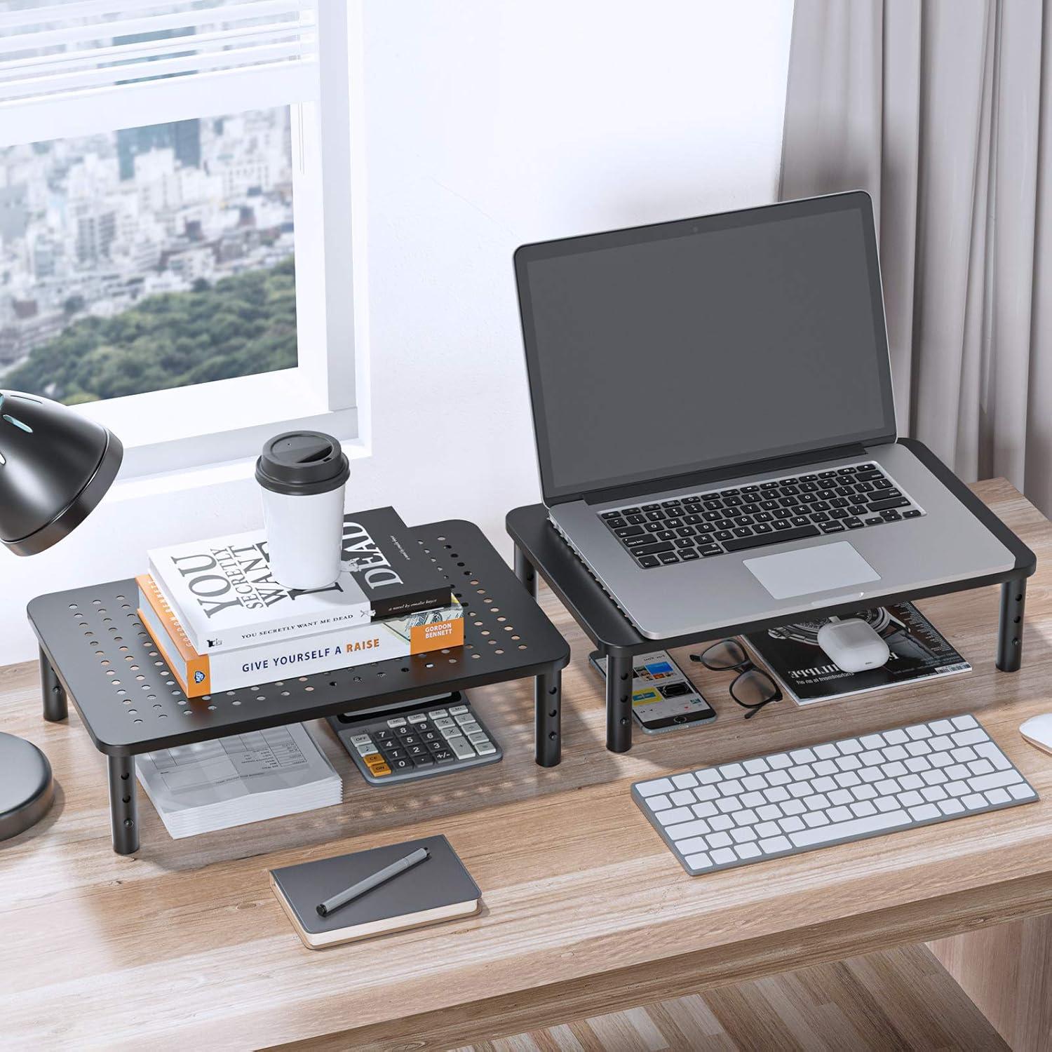 HUANUO Monitorständer 2er-Pack höhenverstellbar belüftetes Netz - Premium Metall-Monitorständer
