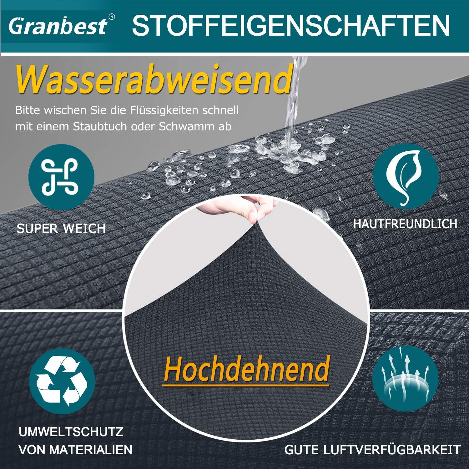 Granbest Premium Wasserdicht Jacquard Sofa Sitzkissenbezug Stretch Sofasitzbezug 3 Sitzer Grau