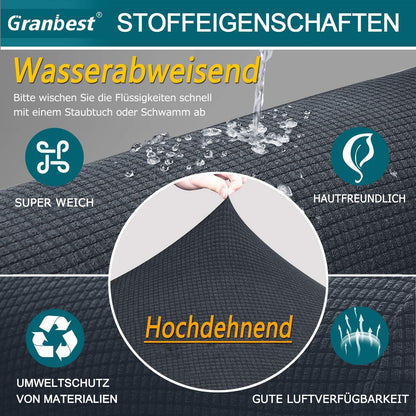 Granbest Premium Wasserdicht Jacquard Sofa Sitzkissenbezug Stretch Sofasitzbezug 3 Sitzer Grau