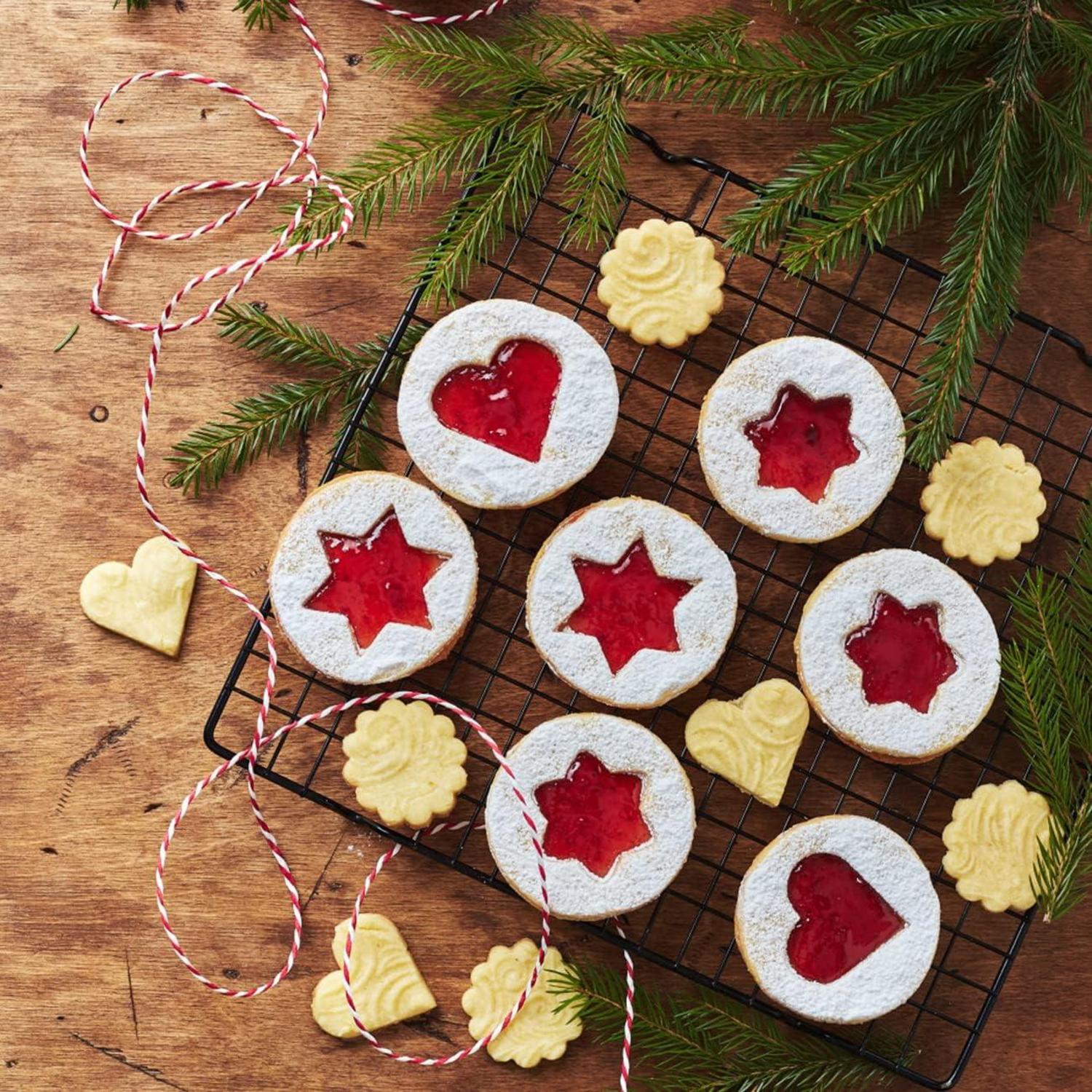 Linzer Ausstechformen Set 6 Motive Edelstahl Weihnachten Plätzchen