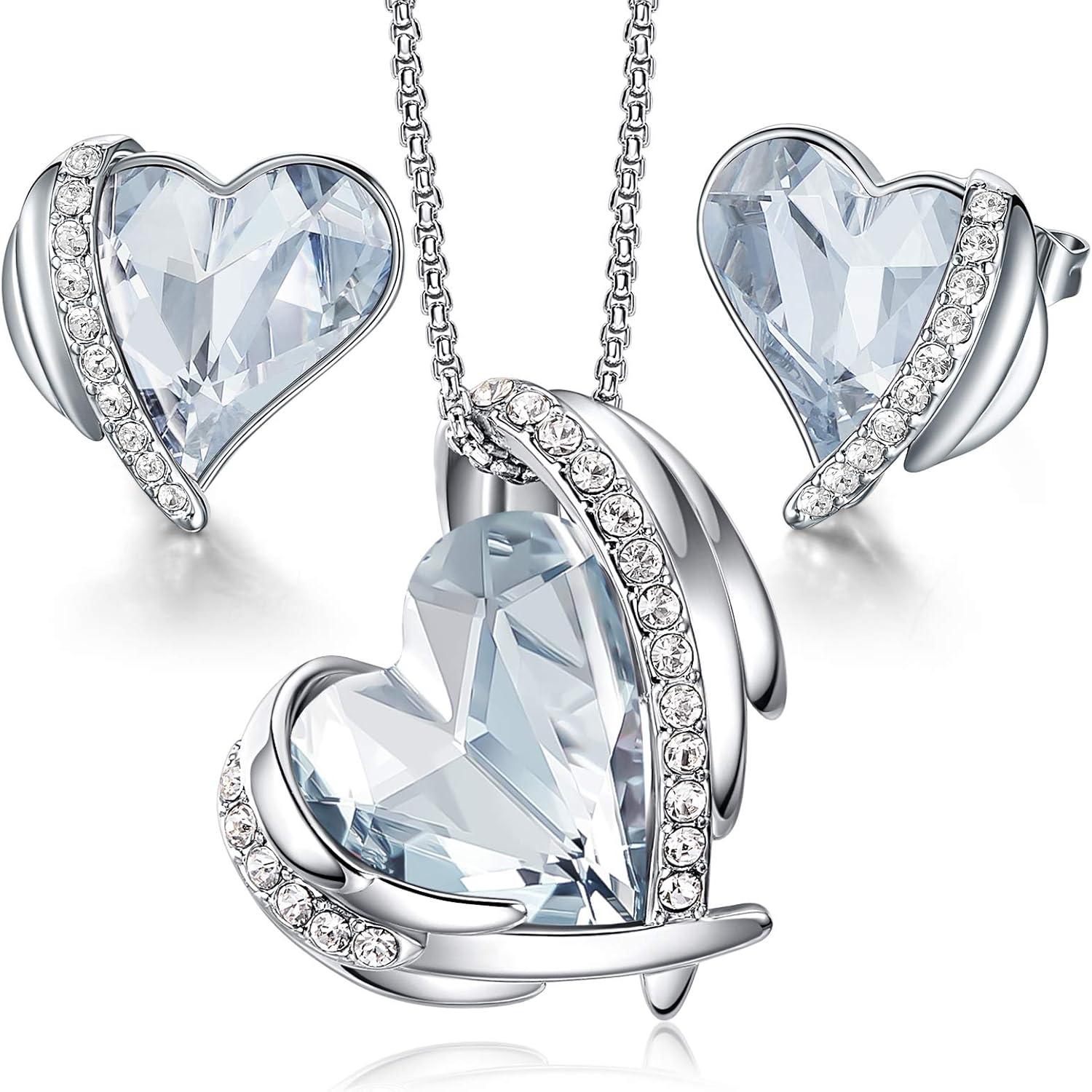 Rosegold Damen Schmuckset Herz Halskette Ohrringe Geschenkbox
